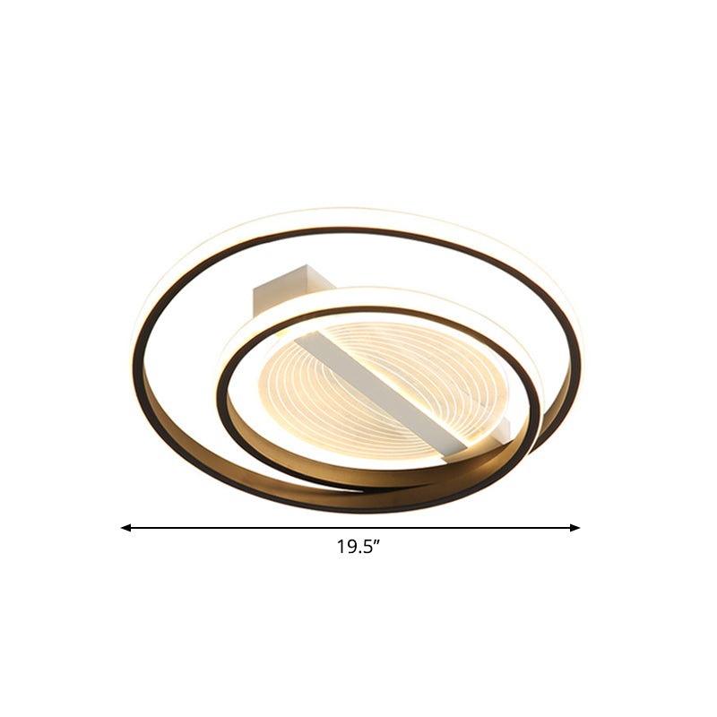 Simplicity Dual Ring Flush Mount Led Light - White & Gold Warm/White 16/19.5 Width