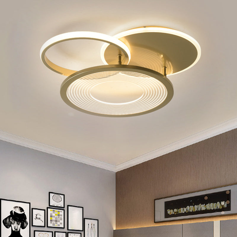 Modern Metallic LED Semi Flush Light Fixture - Gold, 18"/21.5" Width