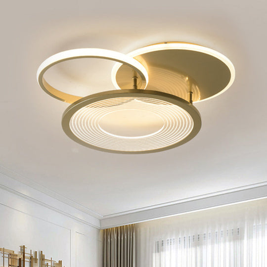 Modern Metallic LED Semi Flush Light Fixture - Gold, 18"/21.5" Width