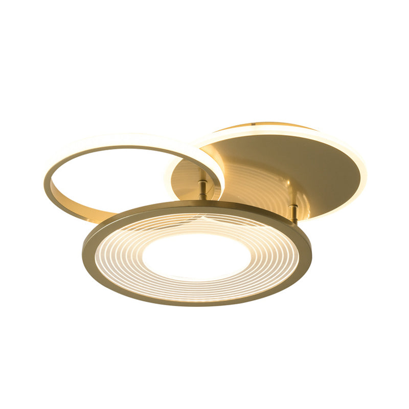 Modern Metallic LED Semi Flush Light Fixture - Gold, 18"/21.5" Width