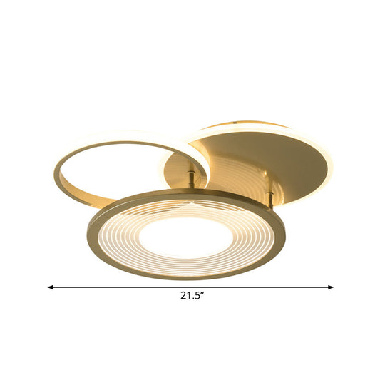 Modern Metallic Led Semi Flush Light Fixture - Gold 18/21.5 Width