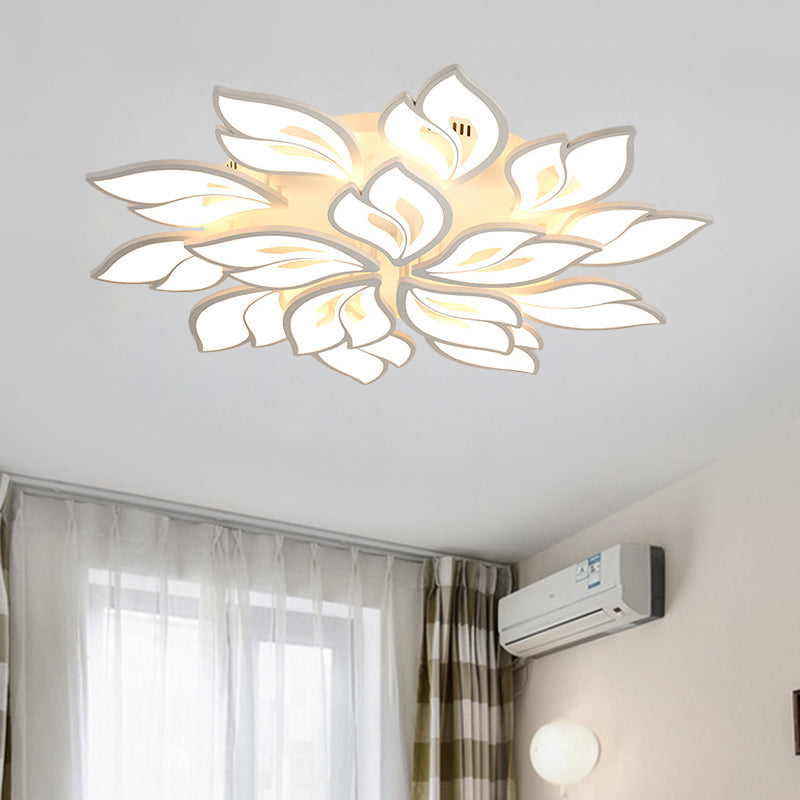 Minimalistic Acrylic Floral Flush Lamp With Led In Warm/White Light For Drawing Room Ceiling