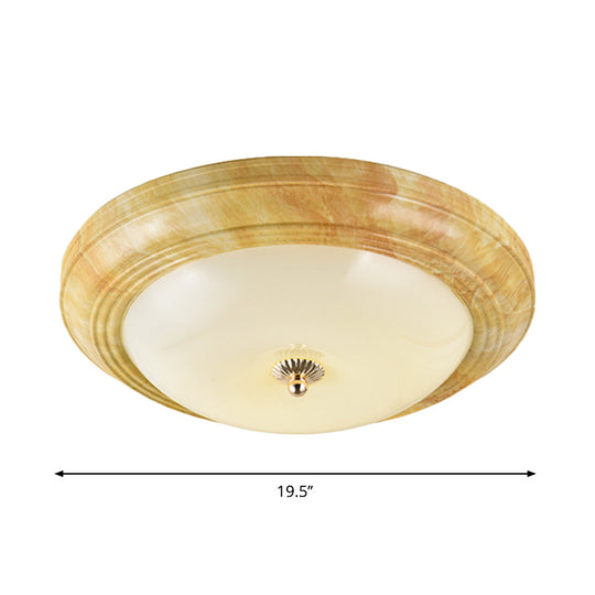 Minimalist White Glass Flush Ceiling Light, LED Flushmount - Yellow, 14"/16"/19.5" Wide - Foyer