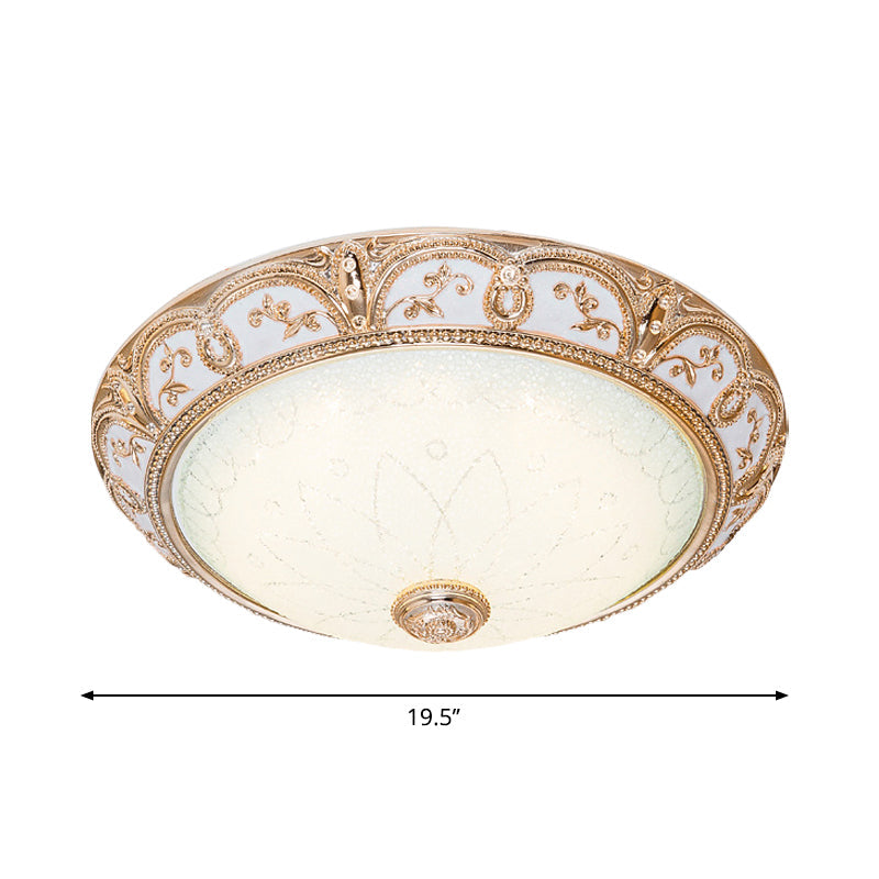 Scalloped Flushmount Cream Glass Led Ceiling Light Antiqued Cutouts Gold Finish - Sizes 14/16/19.5