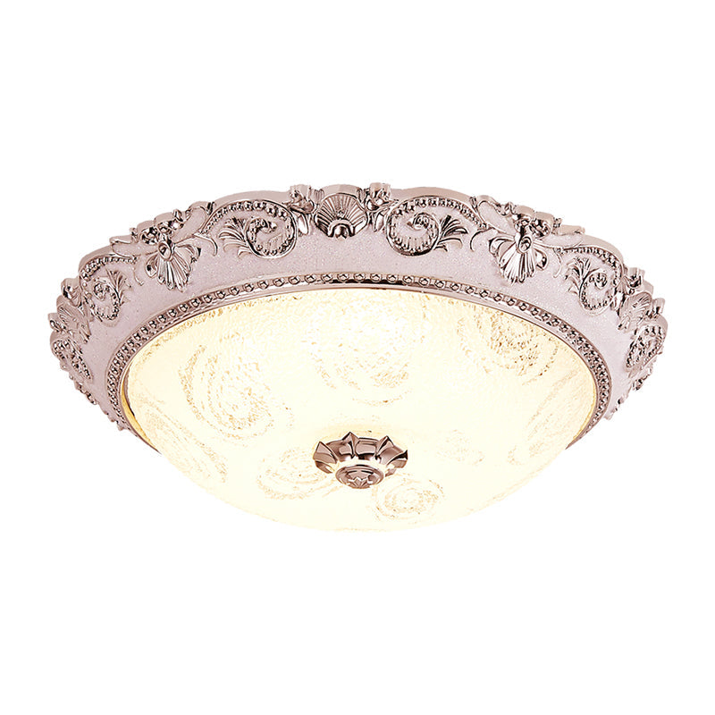 Classic Milk Glass Silver Led Flush Mount Ceiling Light 16/19.5 Dome Hallway Lighting