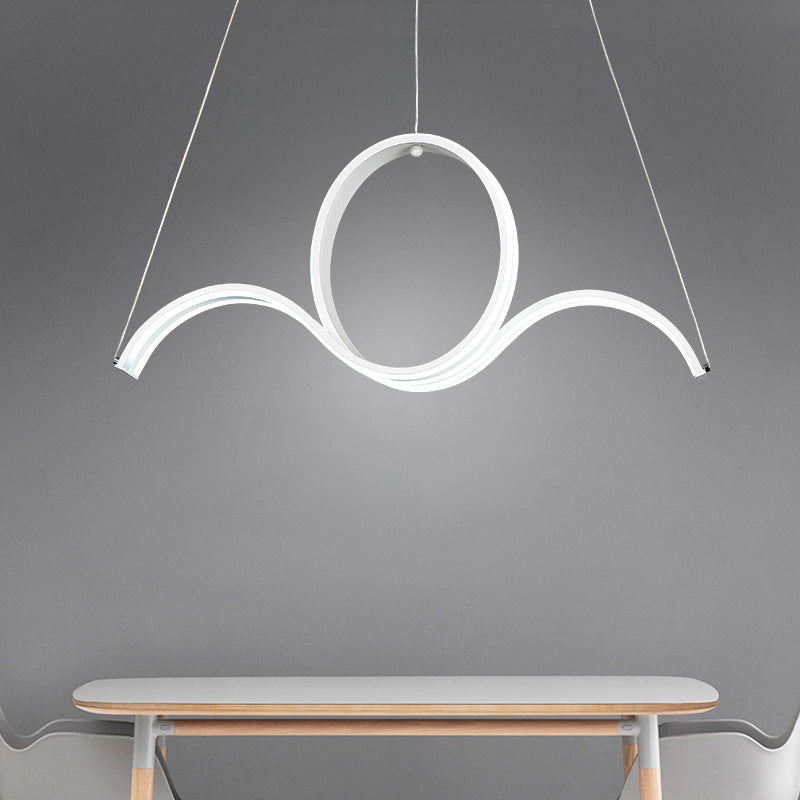 Lustre suspendu moderne à LED en acrylique pour salle à manger – Design torsadé avec lumière chaude/blanche