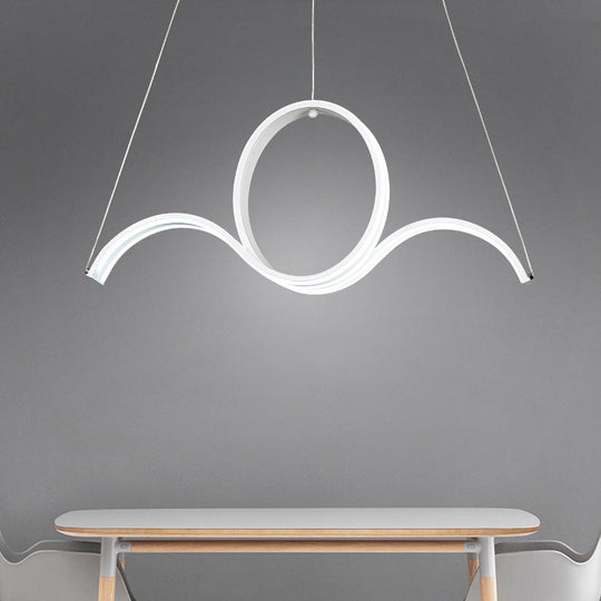 Minimalist Led White Pendant Chandelier: Twisting Acrylic Pendulum Light - Warm/White Lighting For