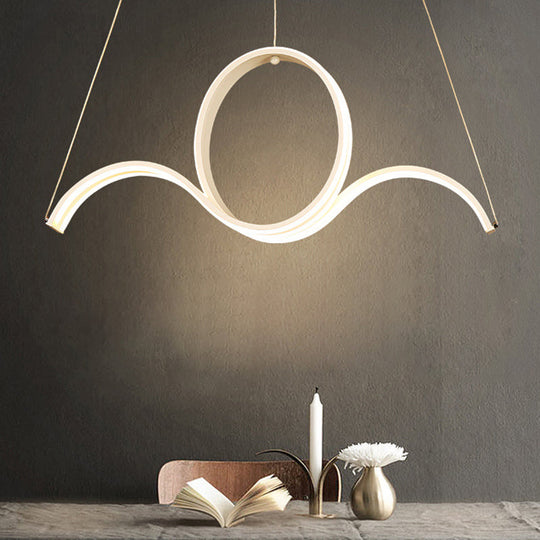 Minimalist Led White Pendant Chandelier: Twisting Acrylic Pendulum Light - Warm/White Lighting For