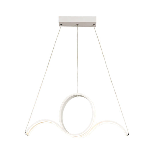 Minimalist Led White Pendant Chandelier: Twisting Acrylic Pendulum Light - Warm/White Lighting For