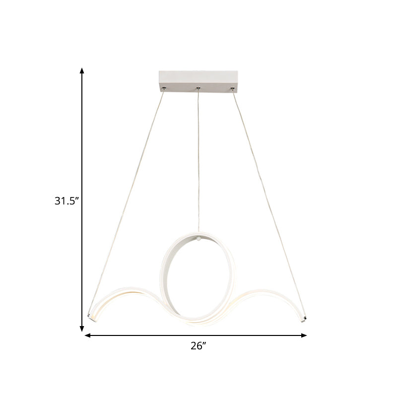 Lustre suspendu moderne à LED en acrylique pour salle à manger – Design torsadé avec lumière chaude/blanche