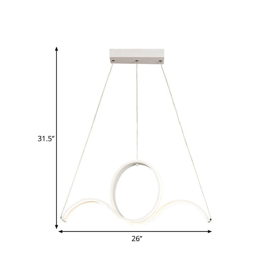 Minimalist Led White Pendant Chandelier: Twisting Acrylic Pendulum Light - Warm/White Lighting For