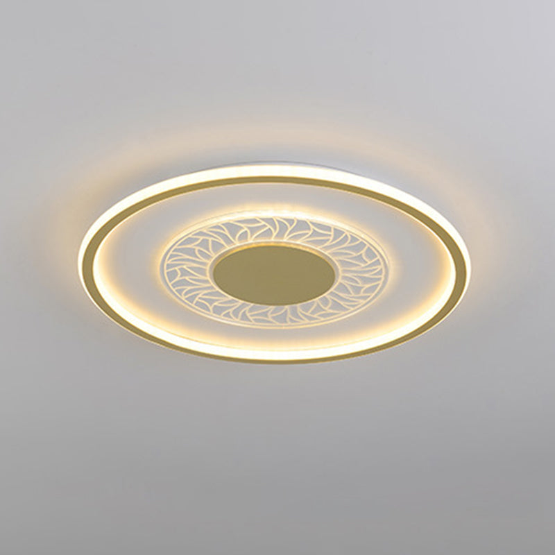 Gold LED Metal Flush Ceiling Lamp - 16"/19.5" Simple Design, Square/Round Fixture