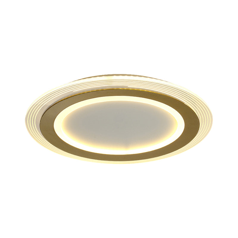 Modern LED Gold Flush Mount Lamp, Metallic Square/Round Shape Options, 16"/19.5" Wide