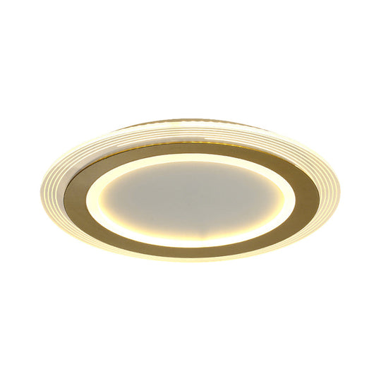 Modern Led Gold Flush Mount Lamp Metallic Square/Round Shape Options 16/19.5 Wide