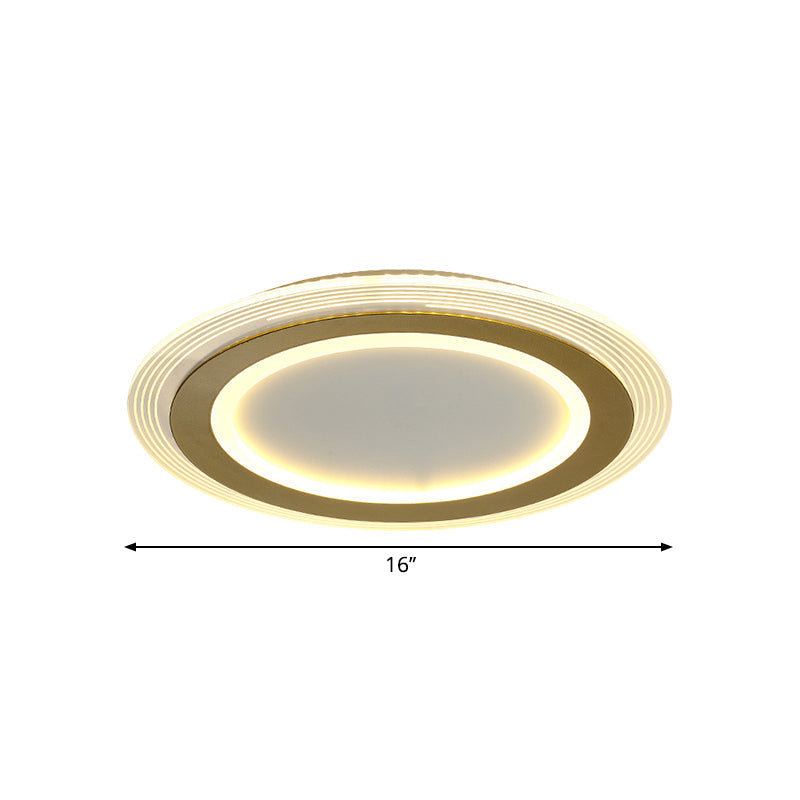 Modern LED Gold Flush Mount Lamp, Metallic Square/Round Shape Options, 16"/19.5" Wide