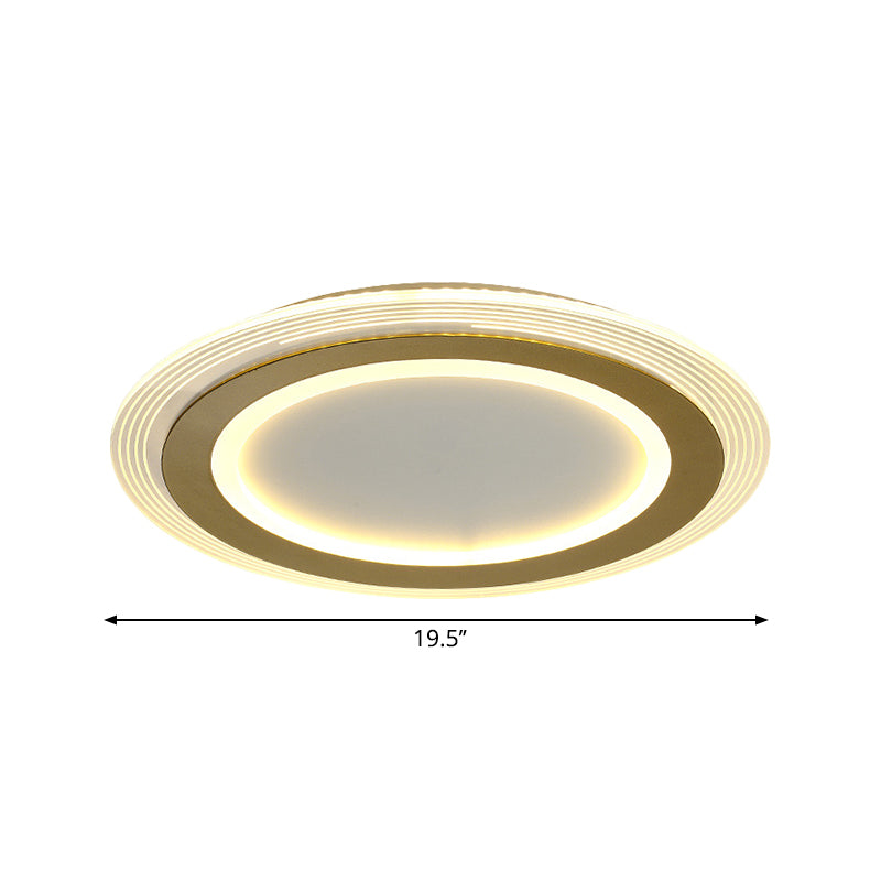 Modern LED Gold Flush Mount Lamp, Metallic Square/Round Shape Options, 16"/19.5" Wide