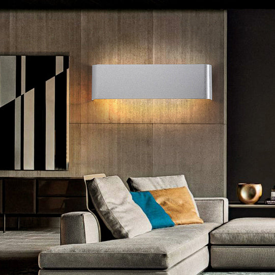 Minimalist Metal Led Rectangle Wall Light In Black/Silver Warm/White Lighting - 6/10 Dia. Living