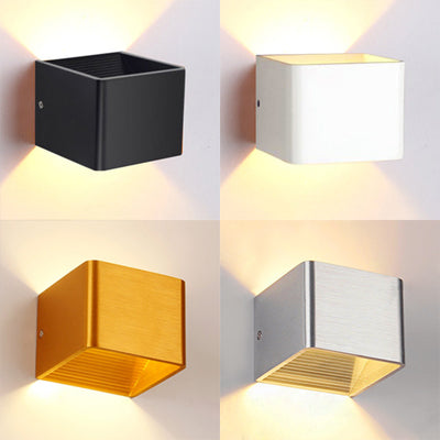 Minimalist Cube Shade Sconce Light - Aluminum Led Wall Mounted With Warm/White Lighting For Living