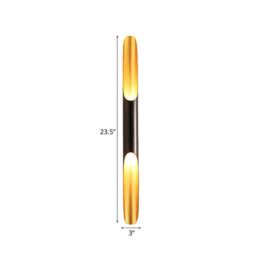 Modern Metallic Pipe Wall Sconce Lamp 1/2-Light Black Fixture For Living Room - 23.5/27.5 Wide