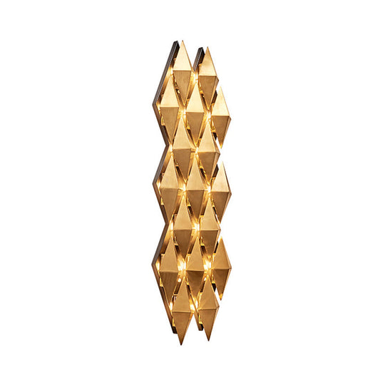 Contemporary Led Wall Lamp With Metallic Gold Diamond Shade - Warm/White Light 23/31 Width