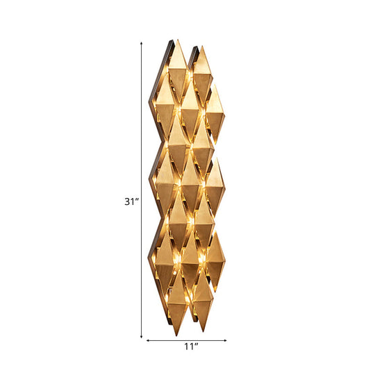 Contemporary Led Wall Lamp With Metallic Gold Diamond Shade - Warm/White Light 23/31 Width