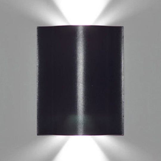 Modern 1/2/3-Light Black Porch Wall Sconce With Wavy Metal Shade And Warm/White Lighting 1 / White