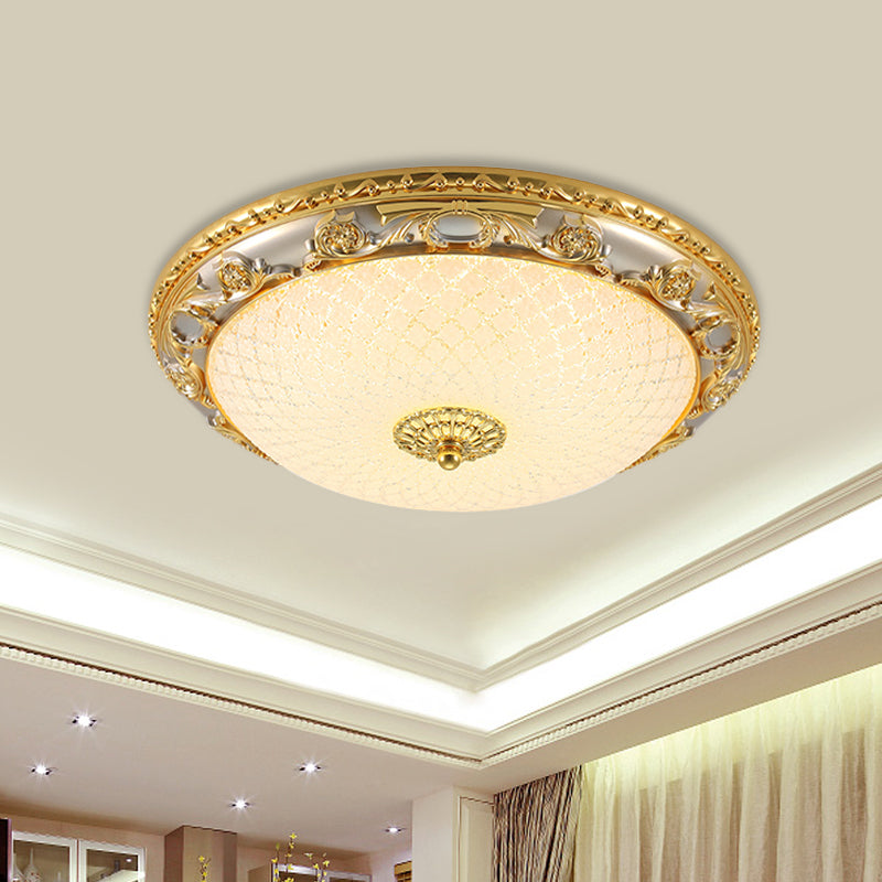 Traditional Veined Glass Gold Bowl-Shaped LED Flushmount Ceiling Light - 12.5"/15"/19" Wide for Bedroom