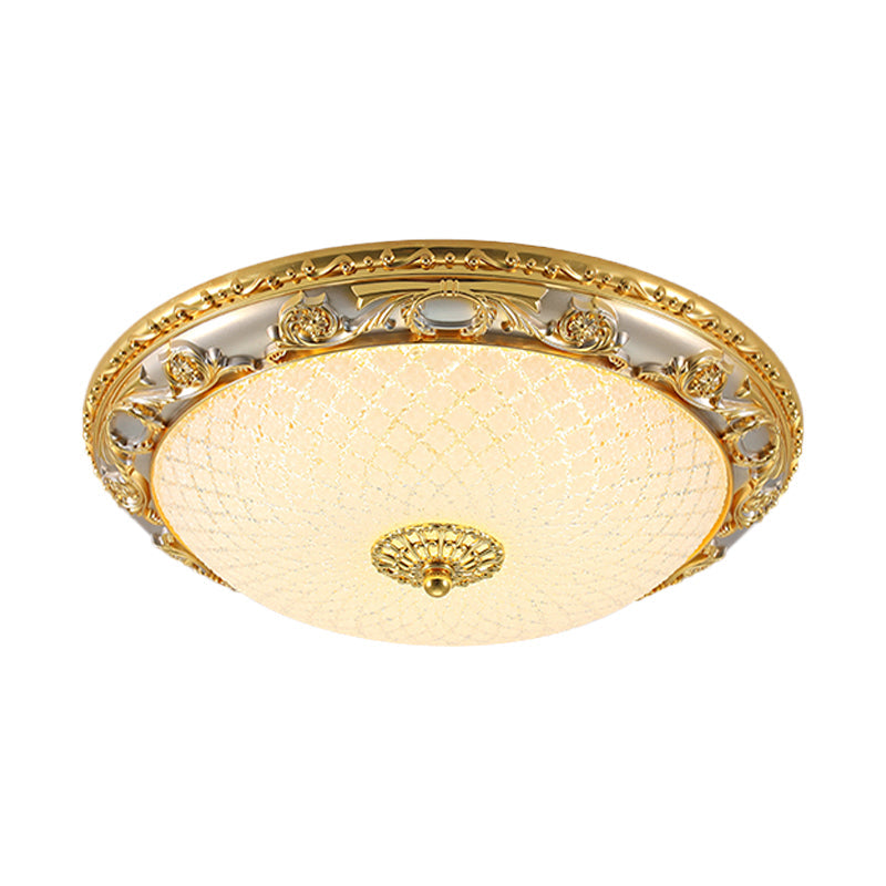 Traditional Veined Glass Gold Bowl-Shaped LED Flushmount Ceiling Light - 12.5"/15"/19" Wide for Bedroom