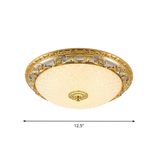 Traditional Veined Glass Gold Bowl-Shaped LED Flushmount Ceiling Light - 12.5"/15"/19" Wide for Bedroom