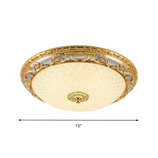 Traditional Veined Glass Gold Bowl-Shaped LED Flushmount Ceiling Light - 12.5"/15"/19" Wide for Bedroom