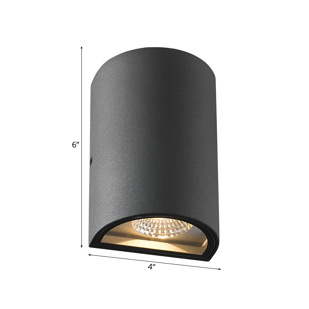 Led Outdoor Wall Washer Light In Black/Gray With Half-Cylinder Aluminum Shade - Warm/White Lighting