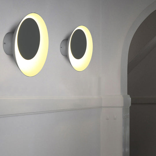 Macaron Led Circle Sconce Light In Black/Grey/Pink - Wall Mount Fixture (10/13 Dia) Grey / 10 White