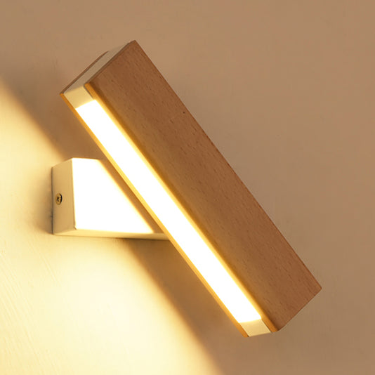 Modern Rotatable Wooden Wall Sconce With Single Light - White/Black Finish Warm/White/Natural