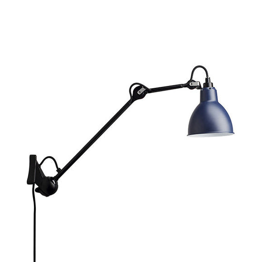 Modern Black/Gray Domed Wall Sconce Light With Adjustable Metallic Arm - 1 Head 23.5+8/16+8 Length