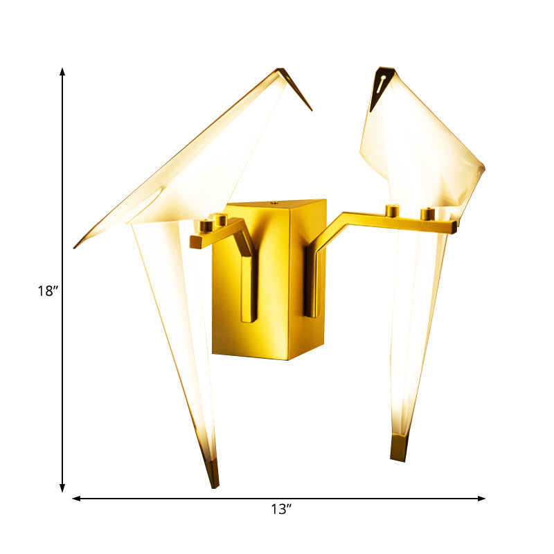 1/2-Light Dining Room Sconce With Birdie Plastic Shade: Modernist White Wall Lamp In Warm/White