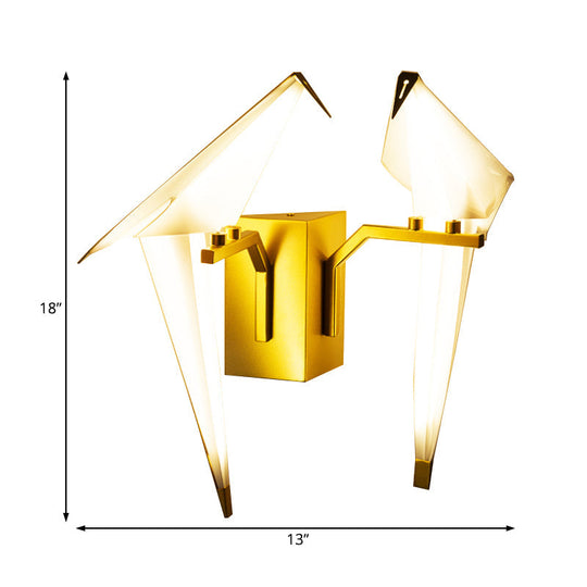 1/2-Light Dining Room Sconce With Birdie Plastic Shade: Modernist White Wall Lamp In Warm/White