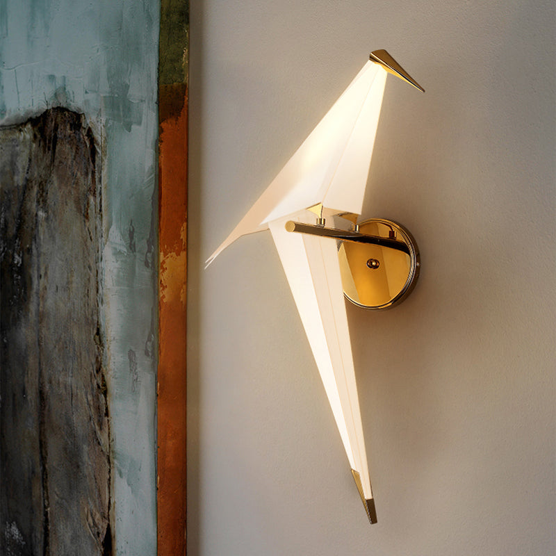 1/2-Light Dining Room Sconce With Birdie Plastic Shade: Modernist White Wall Lamp In Warm/White