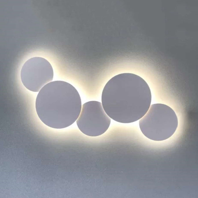 Minimalist Circle Wall Lamp With Warm/White Integrated Led Lighting In Grey/White 47.5/52 Wide