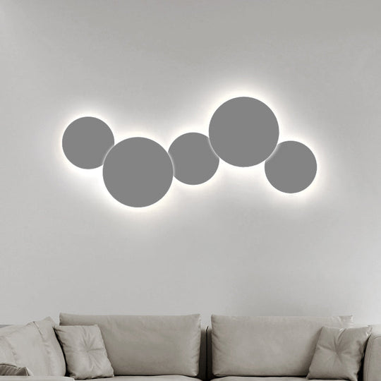 Minimalist Circle Wall Lamp With Warm/White Integrated Led Lighting In Grey/White 47.5/52 Wide