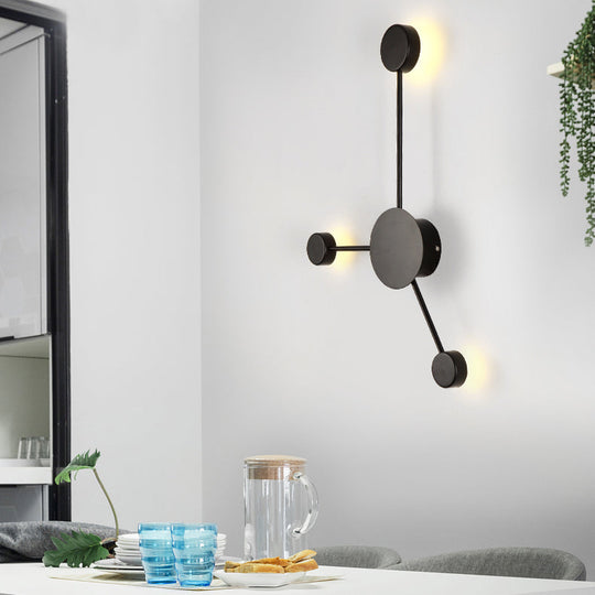 Modern Black/White Sputnik Led Wall Sconce Light Fixture With Acrylic Lamp Shades - 2/3/6 Lights In