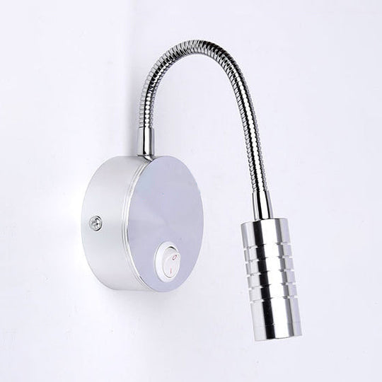 Adjustable Chrome Cylinder Wall Mount Led Sconce In Warm/White Lighting - Modern Metal Lamp