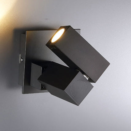 Modern Metallic Adjustable Cube Shade Led Wall Light Fixture | Black/White Living Room Spotlight