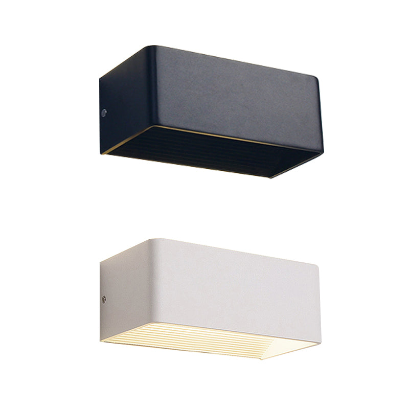 Rectangular Metal Wall Mounted Lamp - Modernist 8/12 Wide Led Up & Down Lighting In Gold/Black/White