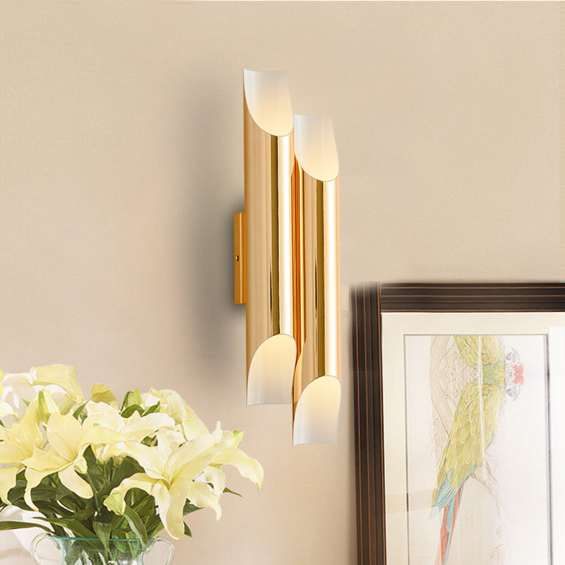 Modern Gold/Black/White Pipe Wall Light Sconce - 2/4 Lights Metal Mounted For Living Room 4 / Gold