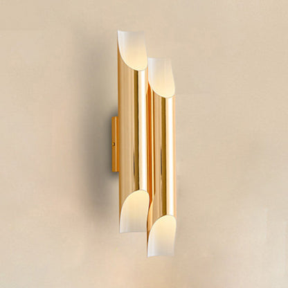 Modern Gold/Black/White Pipe Wall Light Sconce - 2/4 Lights Metal Mounted For Living Room