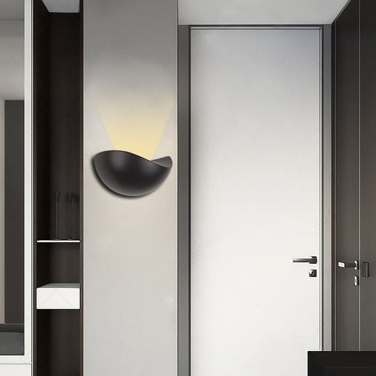 Modern Metallic Wall Washer Light - Led Black/White Sconce For Bedside With Warm/White Lighting