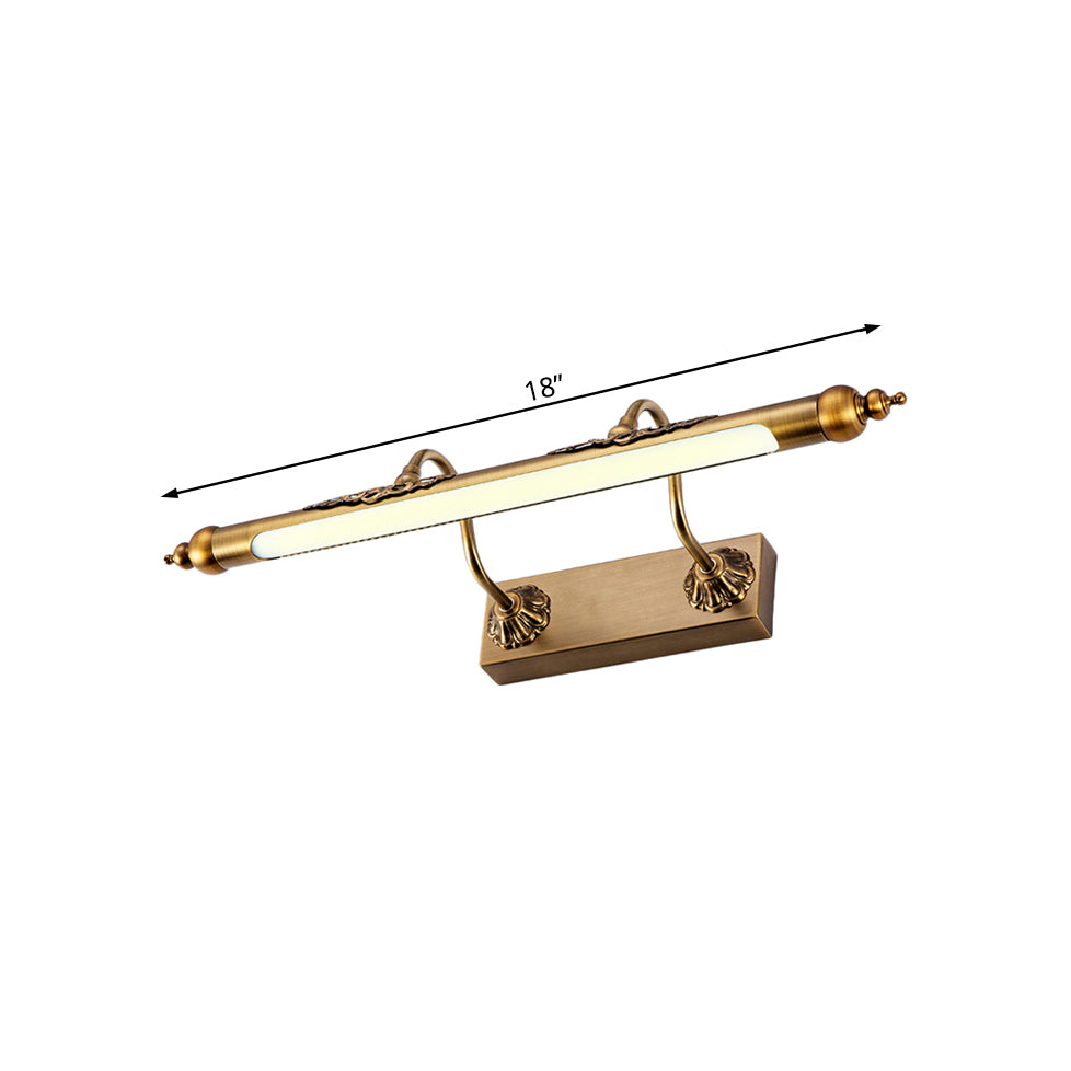 Modern Metallic Linear Vanity Light - Led Brass Wall Sconce Lighting For Bathroom (18/21.5 Wide)