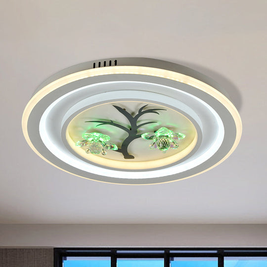 Modern Crystal LED Flush Ceiling Light for Bedchamber - White, Round/Square Fixture