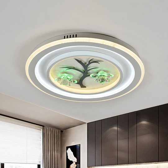 Modern Crystal LED Flush Ceiling Light for Bedchamber - White, Round/Square Fixture