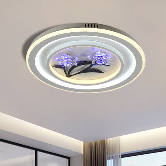 Modern Crystal LED Ceiling Lamp for Great Rooms - Round/Square, White Flushmount